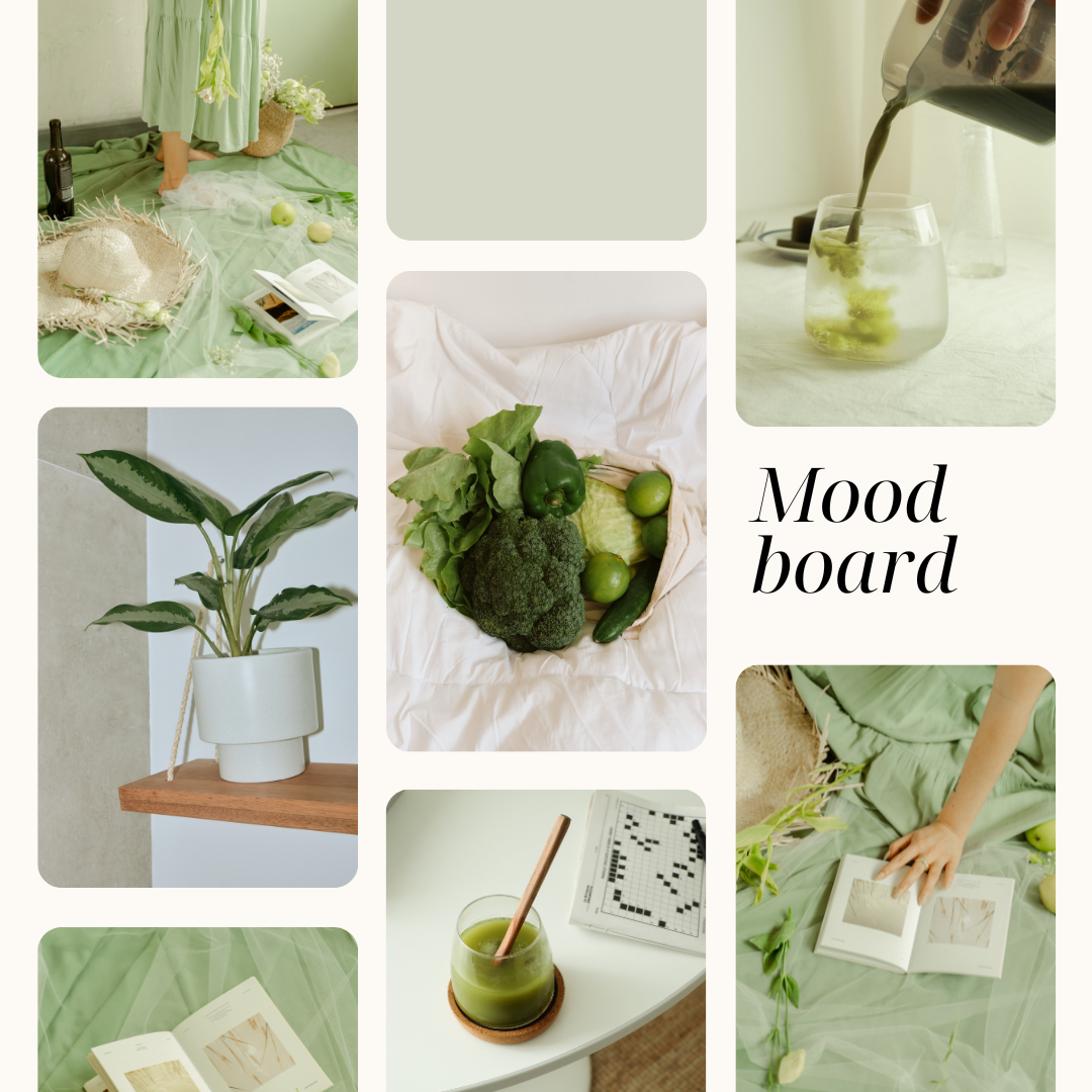 Cream and Green Creative Nature Plants Moodboard Instagram Post